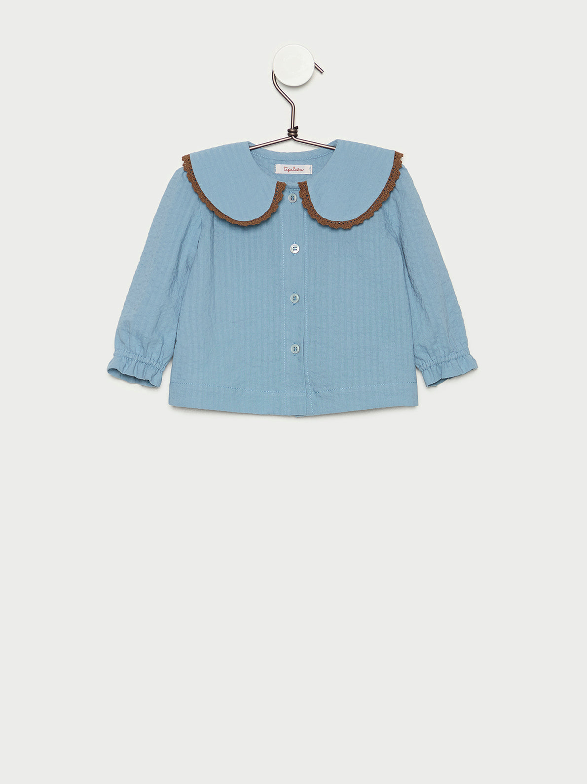 Blusa de bebé azul en algodón 100% hecha en España