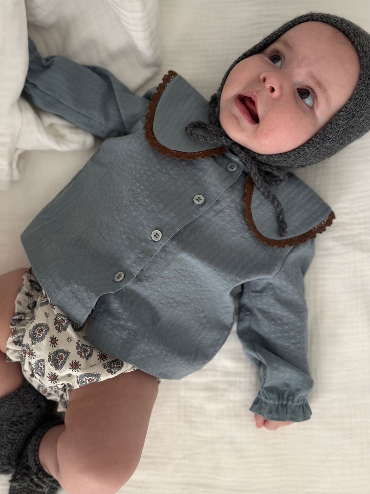 Blusa de bebé Creta azul de Tipitesa