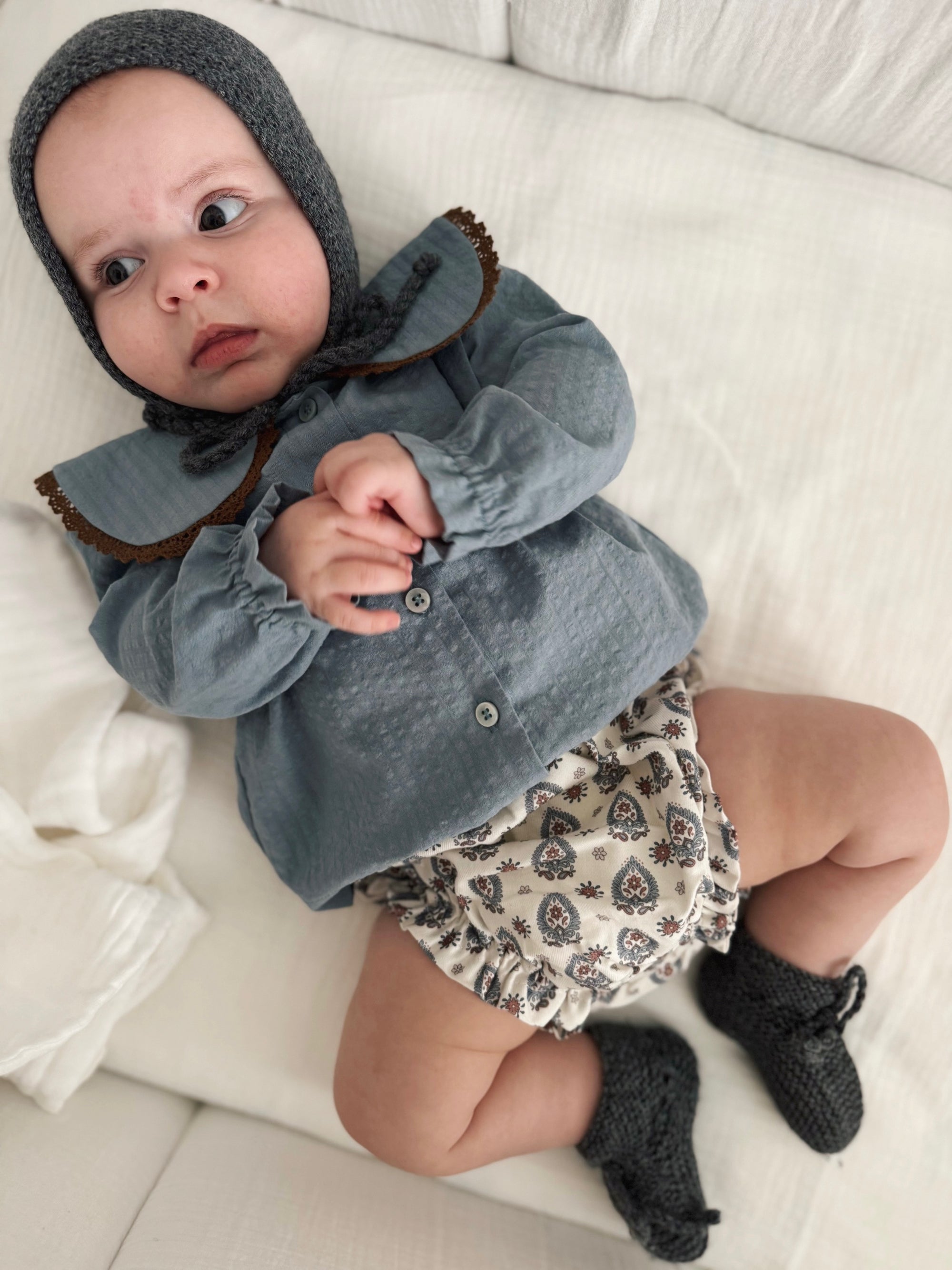 Blusa de bebé Creta azul de Tipitesa