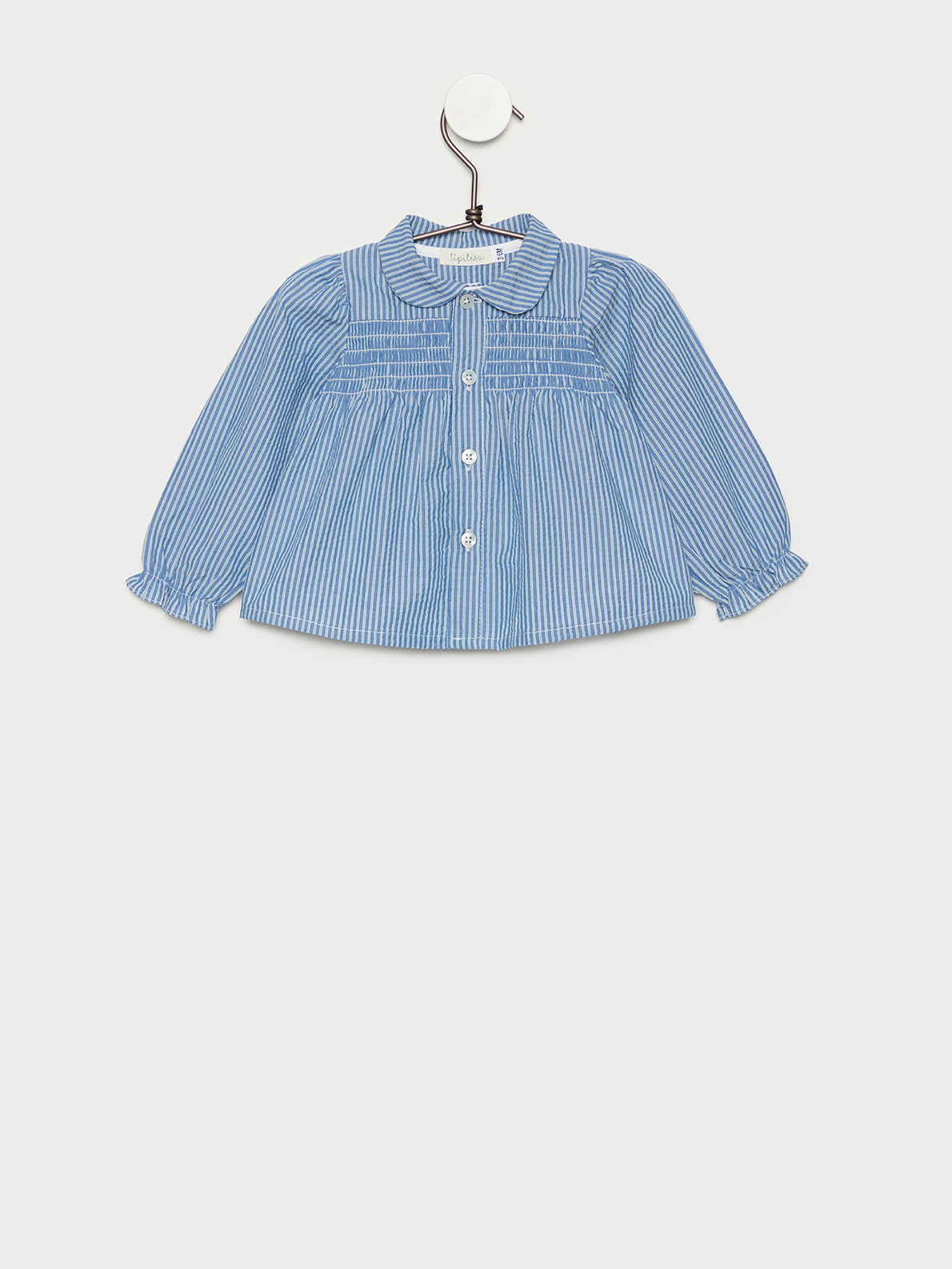 Blusa de bebé Blue Stripes en algodón 100% hecha en España