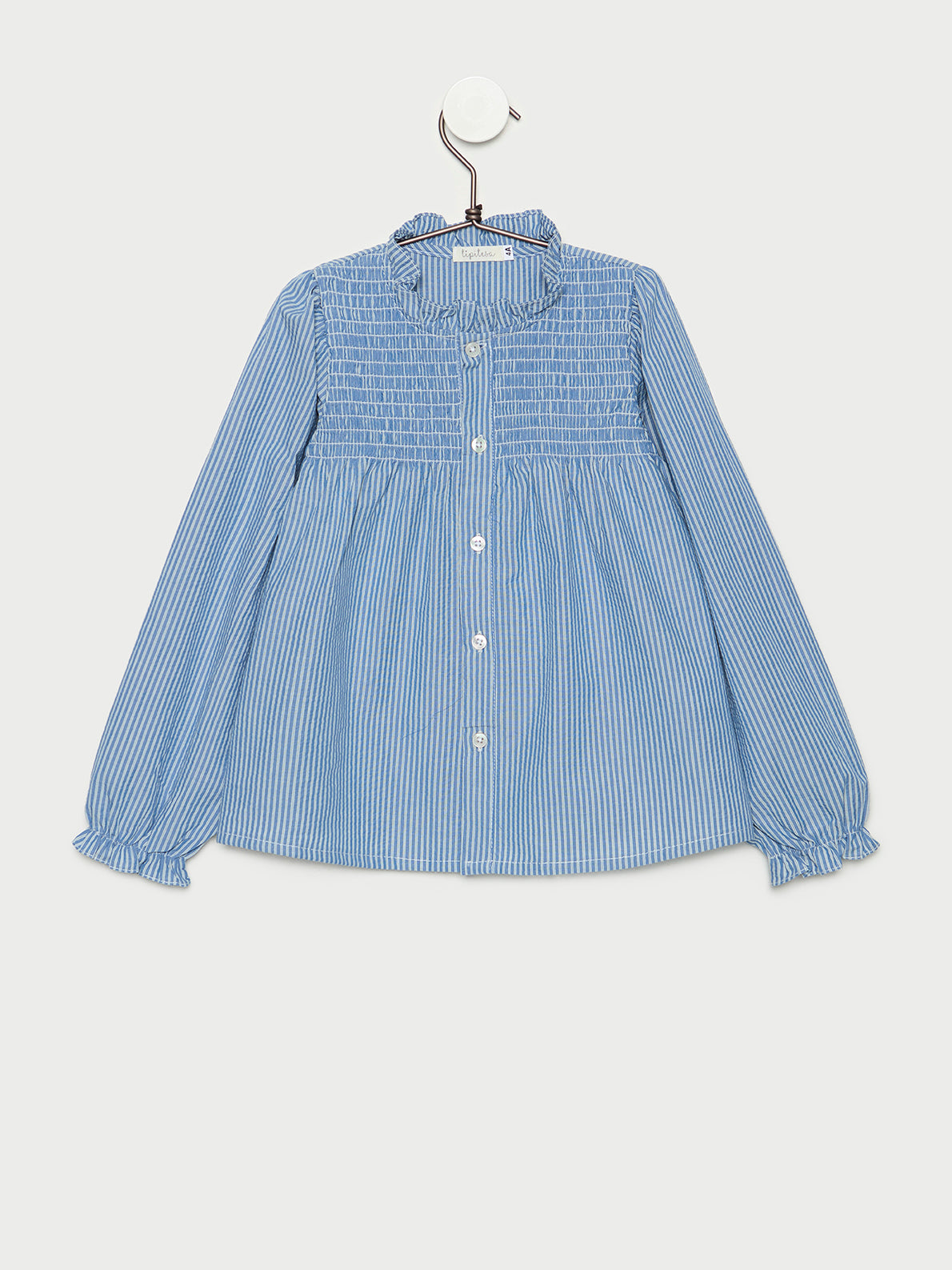 Blusa de niña Blue Stripes en algodón 100% hecha en España