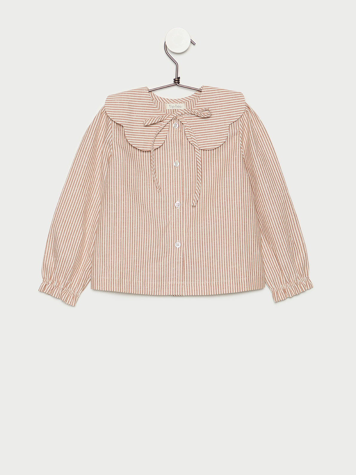 Blusa de niña Caramel Stripes en algodón 100% hecha en España